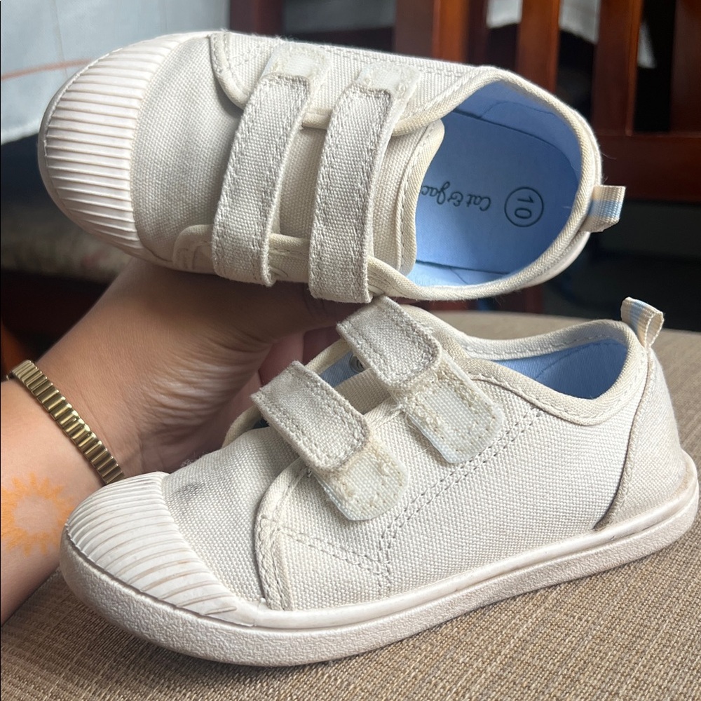 Cat & Jack Cream Canvas Velcro Sneakers – Toddler Size 10
